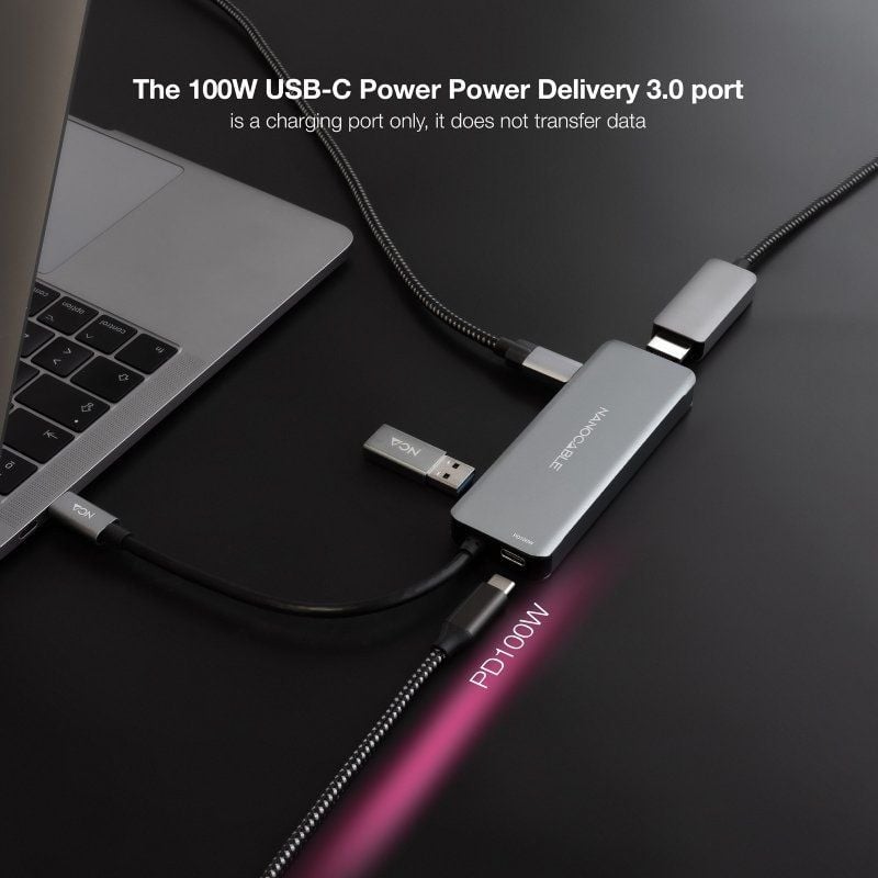 Cabo de Ancoragem Tipo C Nanocable 10.16.1006 / 2xusb / 1xhdmi 4K / 2xusb Tipo C / 1xusb Tipo C PD