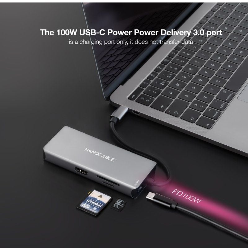 Docking C-type Nanocable 10.16.1009 / 3xusb / 2xhdmi 4K / 1xrj45 / 1xleitor de Cartões / 1xusb C-ty…