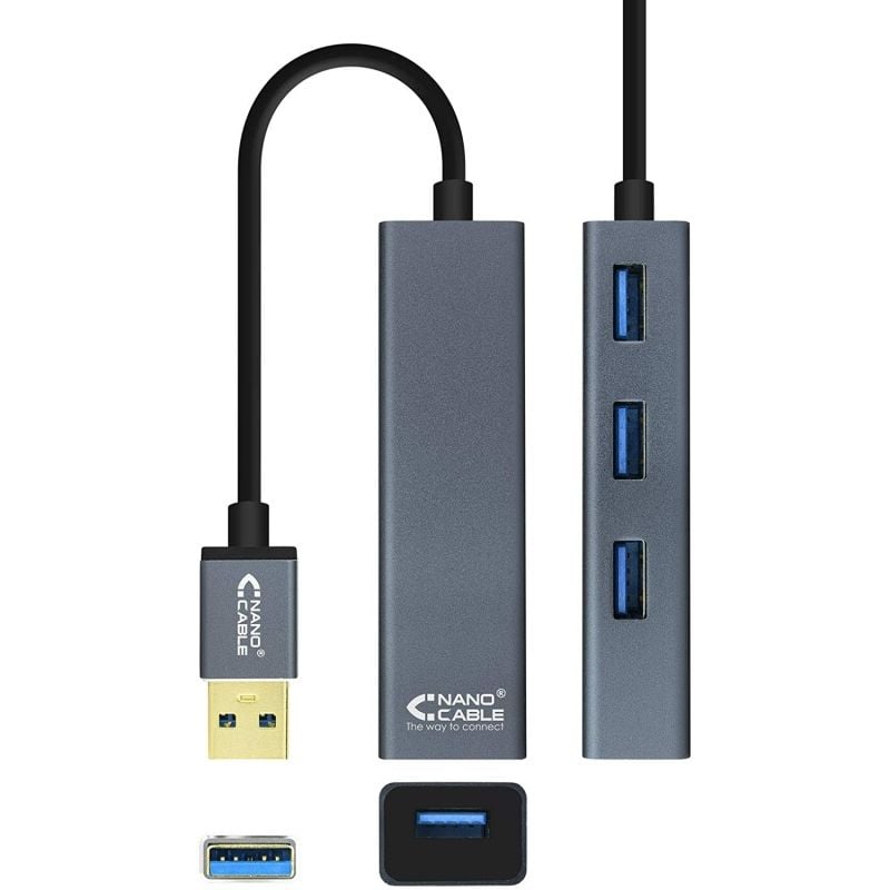 Hub USB 3.0 Nanocable 10.16.4402 / 4xusb / Cinzento