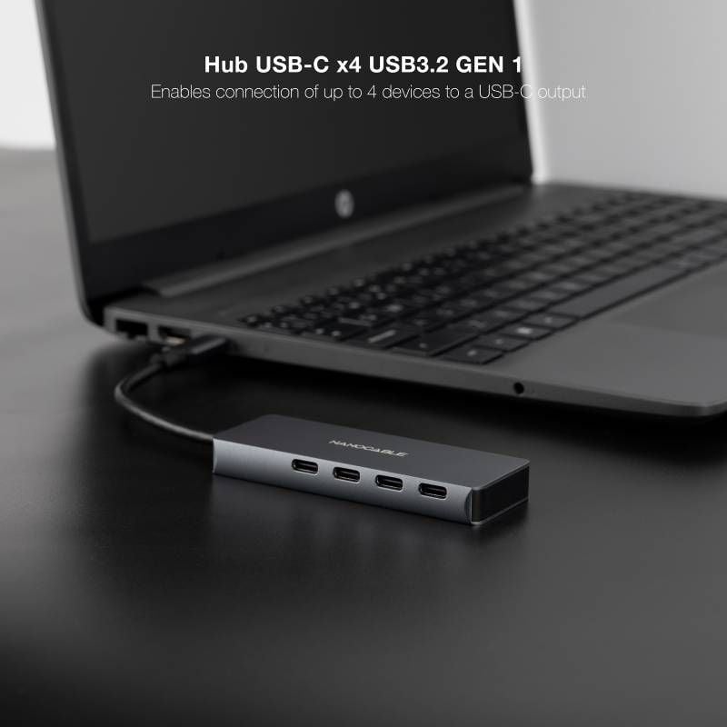 Concentrador USB Tipo C Nanocable 10.16.4504 / 4xusb Tipo C / Cinzento