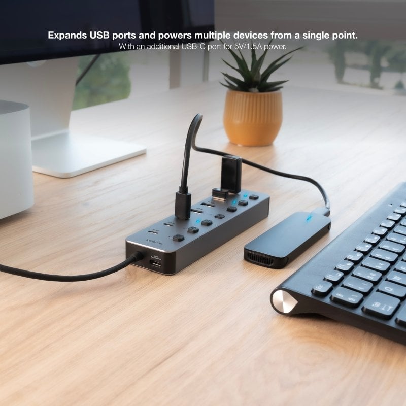 Hub USB + USB Tipo C Nanocable 10.16.4510 / 4xusb / 3xusb Tipo C / 1xusb Tipo C PD / Cinzento