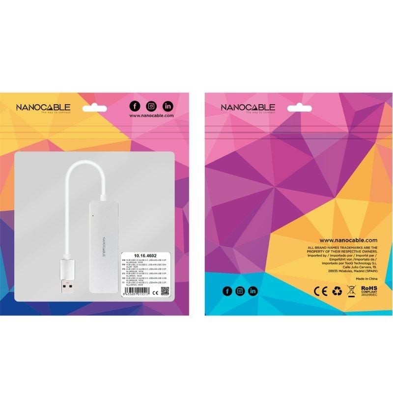 Hub USB 3.0 Nanocable 10.16.4602 / 4xusb / Cinzento