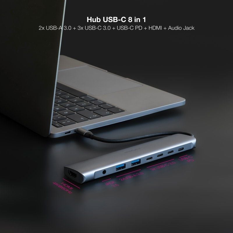 Docking Type-c Nanocable 10.16.4608 / 2xusb / 3xusb Type-c / 1xhdmi 4K / 1xjack 3.5 / 1xusb Type-c…