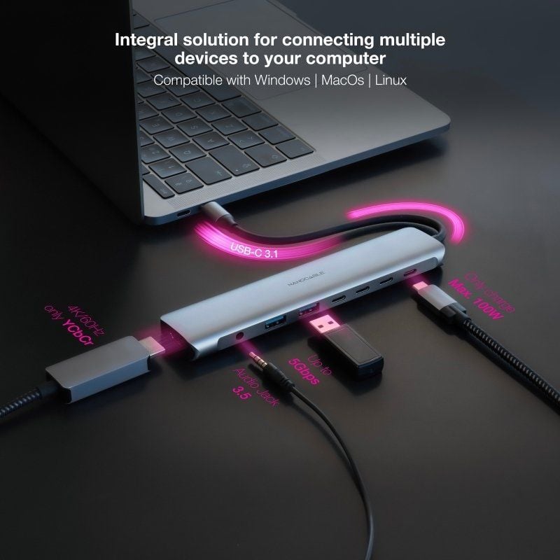 Docking Type-c Nanocable 10.16.4608 / 2xusb / 3xusb Type-c / 1xhdmi 4K / 1xjack 3.5 / 1xusb Type-c…