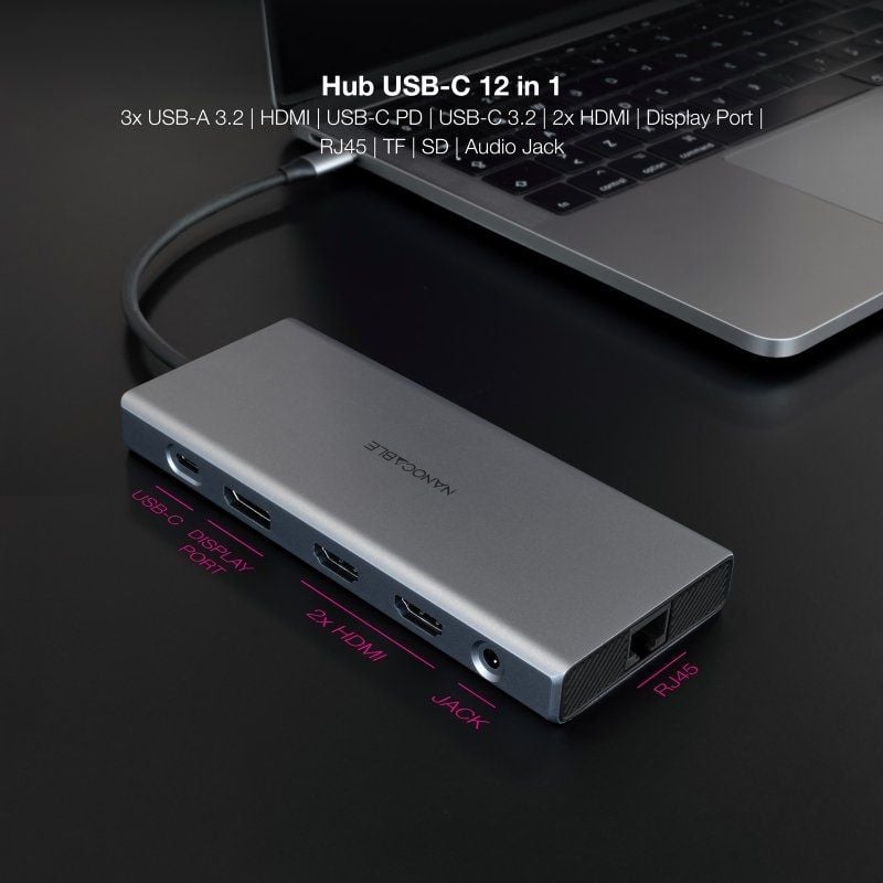 Docking C-type Nanocable 10.16.4612 / 3xusb / 1xusb Type-c / 2xhdmi 4K / 1xdisplayport / 1xrj45 / 1…