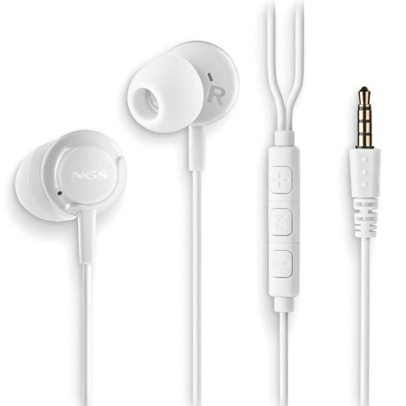 Auscultadores Intra-auriculares NGS Cross Drift / com Microfone / Jack 3.5 / Branco
