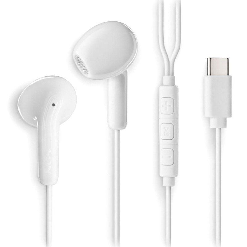 Auscultadores Intra-auriculares NGS Cross Glide / com Microfone / USB Type-c / Branco