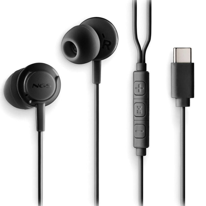 Auscultadores Intra-auriculares NGS Cross Step / com Microfone / USB Type-c / Preto