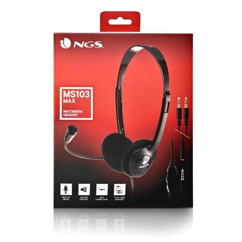 NGS MS103 MAX Auscultadores / com Microfone / Jack 3.5 / Preto