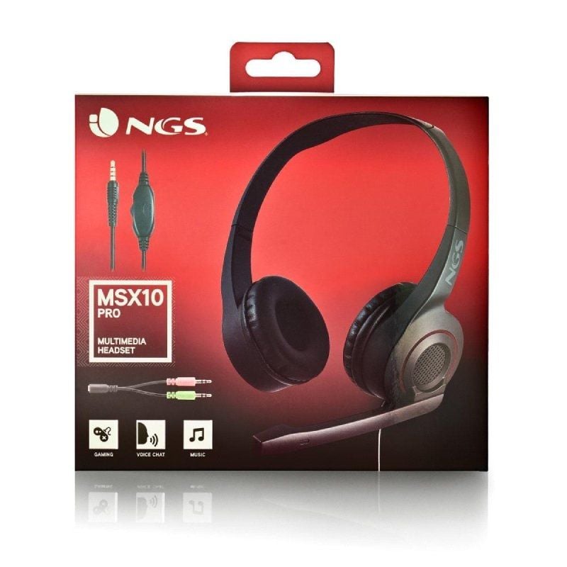 Auscultadores NGS MSX 10 Pro / com Microfone / Jack 3.5 / Preto