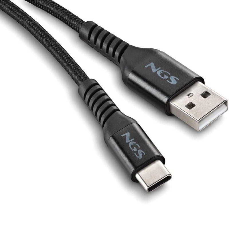 Cabo USB 2.0 NGS Knot-ac / Macho USB - Macho USB Type-c / Até 12W / 480mbps / 1m / Preto