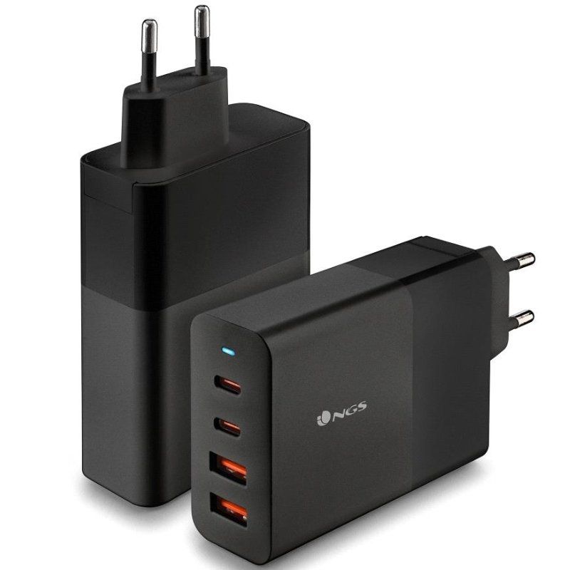 Carregador de Parede NGS Bud 100W Gan / 2xusb Type-c / 2xusb / 100W