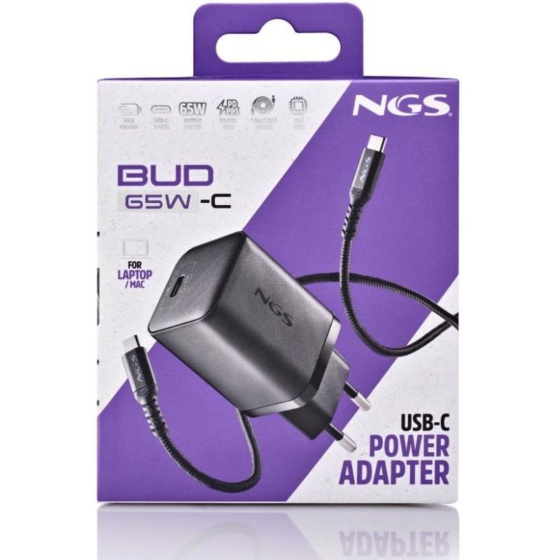 Carregador de Parede Gan NGS Bud 65W / 1xusb Type-c / 65W