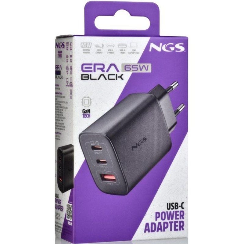 Carregador de Parede Gan NGS Era 65W / 2xusb Type-c / 1xusb / 65W