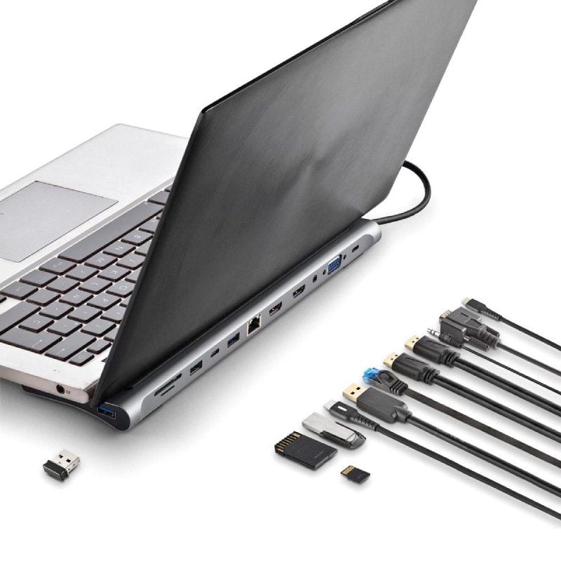 Docking USB Type-c NGS Wonderdock12 / 3xusb / 2xhdmi 4K / 1xvga / 1xrj45 / 1xleitor de Cartões / 1x…