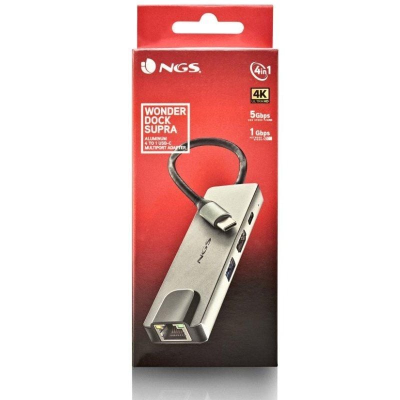 Base de Ligação USB Tipo C NGS Wonderdock Supra / 1xusb / 1xusb Tipo C DP / 1xhdmi 4K / 1xrj45