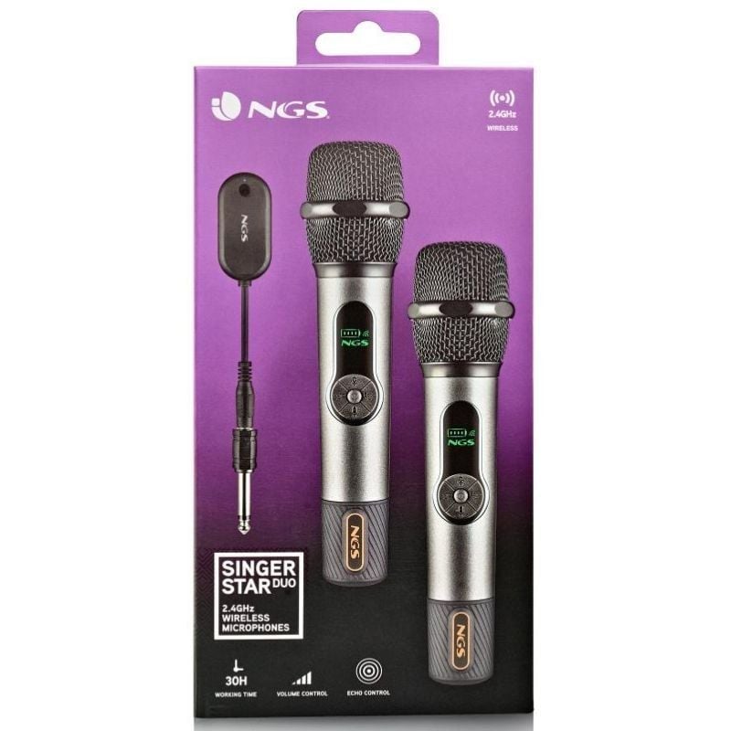 Conjunto de 2 Microfones sem Fios NGS Singer Star Duo