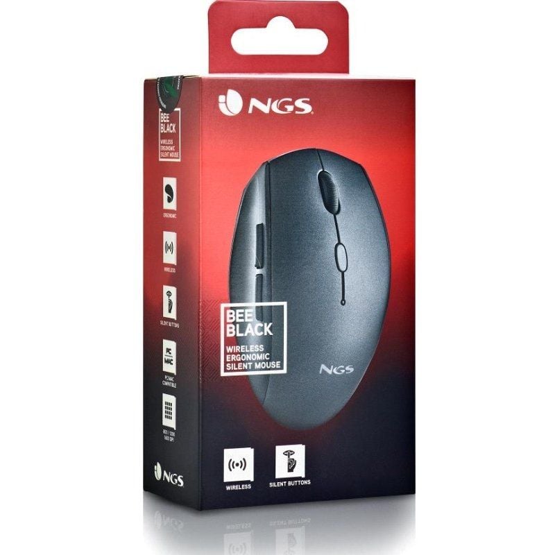 Rato sem Fios NGS Bee Preto / Até 1600 DPI