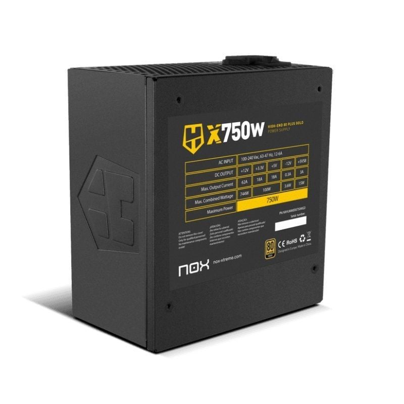 Fonte de Alimentação Nox Hummer X / 750W / Ventilador de 12cm / 80 Plus Gold
