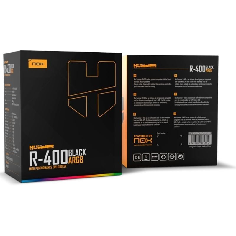 Ventoinha com Dissipador de Calor Nox Hummer R-400 ARGB / 12cm