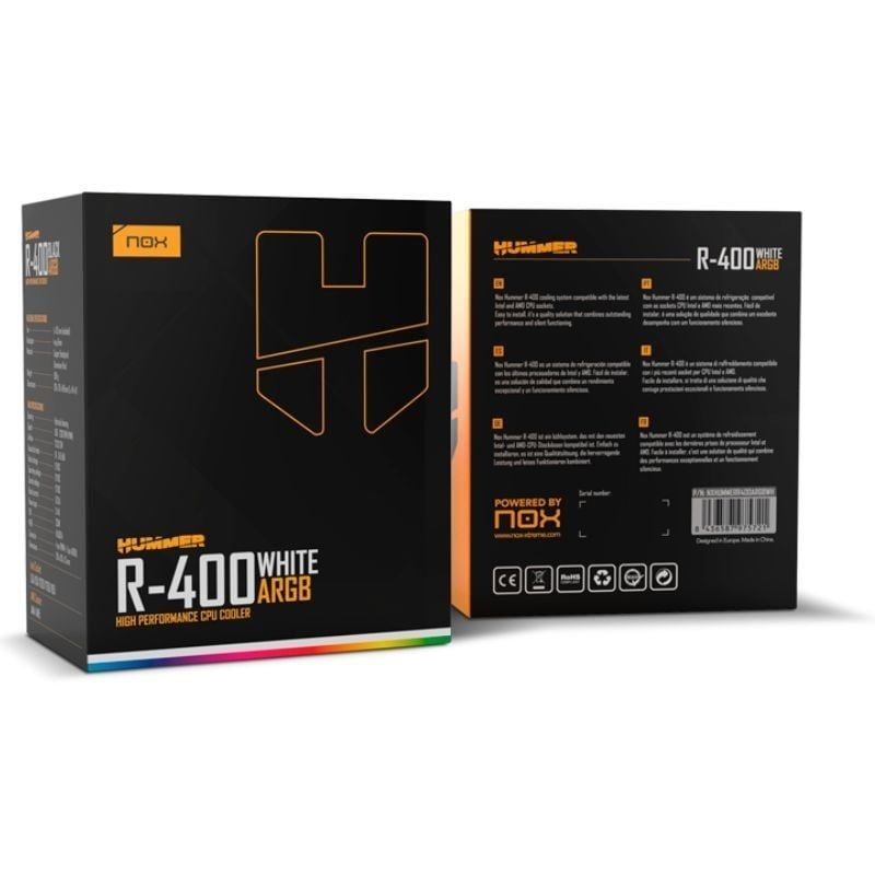 Ventoinha com Dissipador de Calor Nox Hummer R-400 ARGB / 12cm