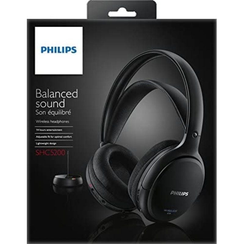 Philips SHC5200 Auscultadores sem Fios / Frequência de Rádio / Preto