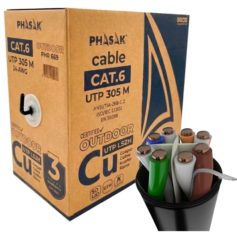 Phasak PHR 669 Cat.6 / 305m / Cinzento RJ45 UTP Phasak PHR 669 Cat.6 / 305m / Cinzento