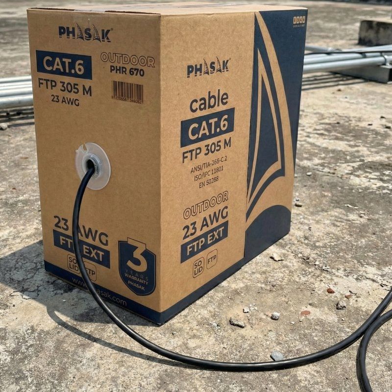 Phasak PHR 670 Cat.6 / 305m / Cinzento Escuro Bobina de Cabo FTP RJ45