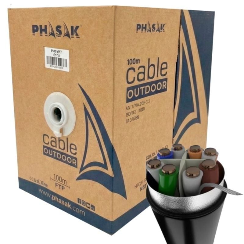 Bobina de Cabo FTP Phasak PHR 671 Cat.6 / 100m RJ45