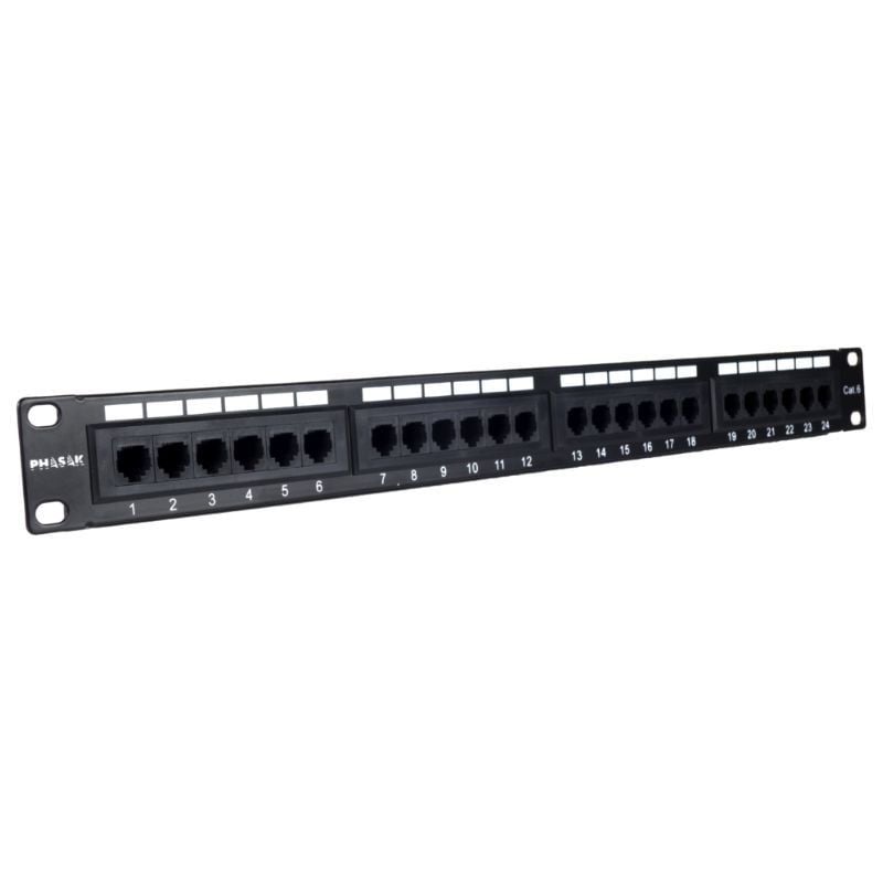 Phasak PU 2956 Patch Panel / 24 Portas / Cat.6 / Altura 1U