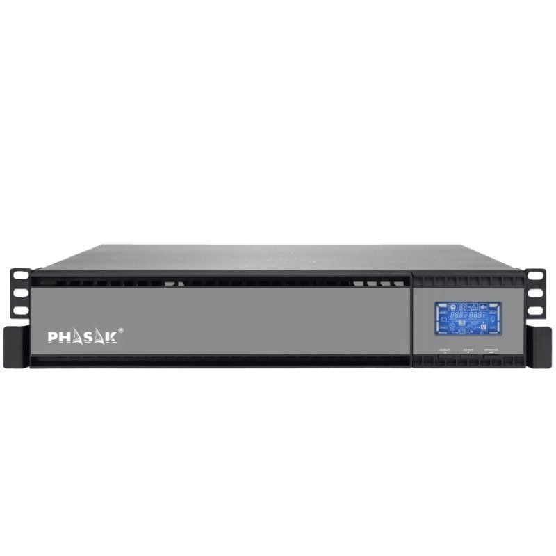 UPS Phasak Online Rack 19" 1000 VA Online LCD / 1000va-900w / 2 Saídas / Formato Rack