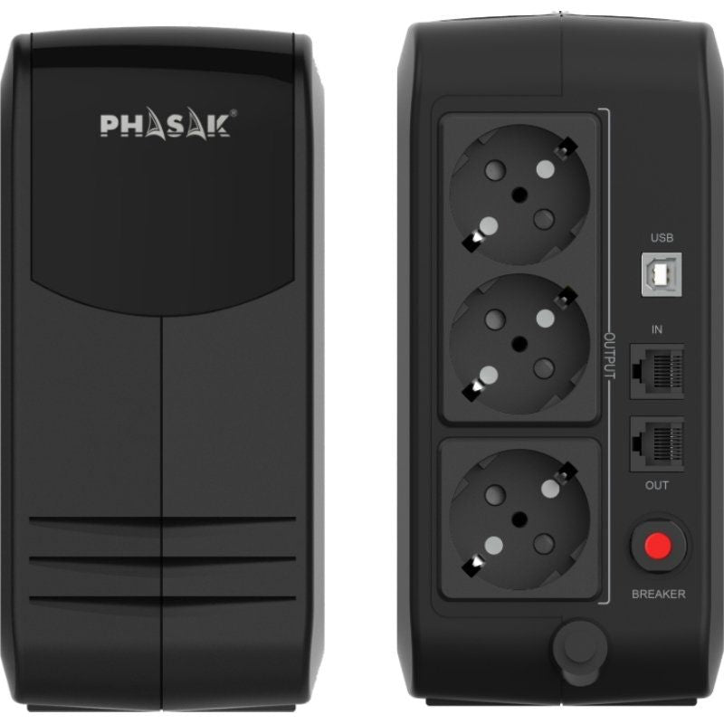 UPS Phasak Smart Lite 750 VA / 750va-450w / 3 Saídas / Formato Torre