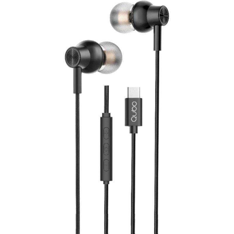Auscultadores Intra-auriculares Qubo Au-300c / com Microfone / USB Type-c / Preto