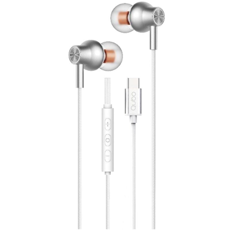 Auscultadores Intra-auriculares Qubo Au-300c / com Microfone / USB Type-c / Branco