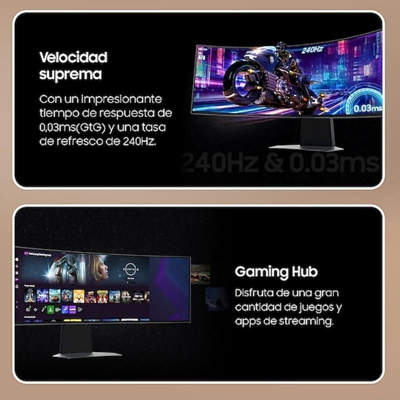 Samsung Odyssey OLED G9 S49DG950SU 49" / Dual QHD / 1ms / 240hz / OLED / Ajustável em Altura / Prat…
