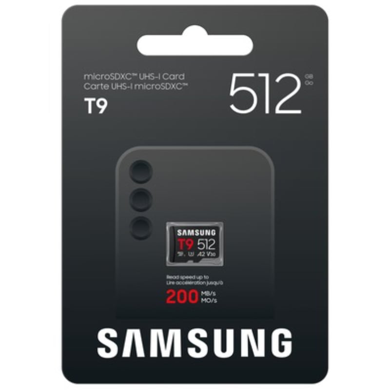 Cartão de Memória Samsung P9 de 512 GB Microsd XC / Classe 10 / 200 MB / S