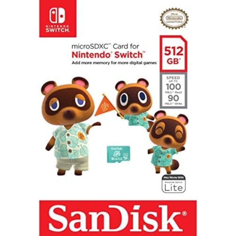 Cartão de Memória Sandisk Nintendo Switch 512GB Microsd XC Uhs-i / Classe 10 / 100mbs