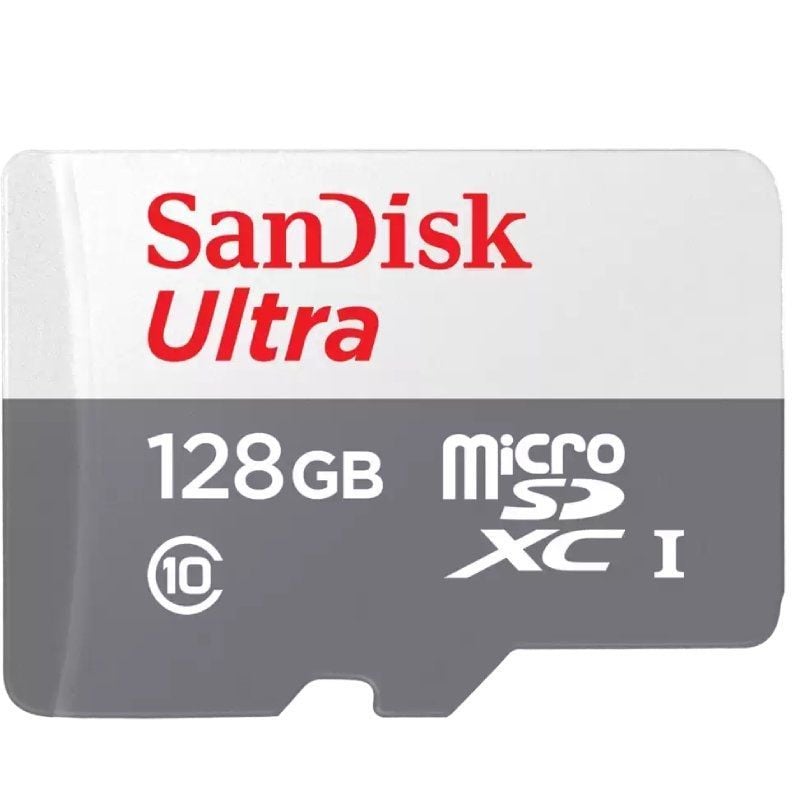 Cartão de Memória Sandisk Ultra 128GB Microsd XC com Adaptador / Classe 10 / 80MB / S