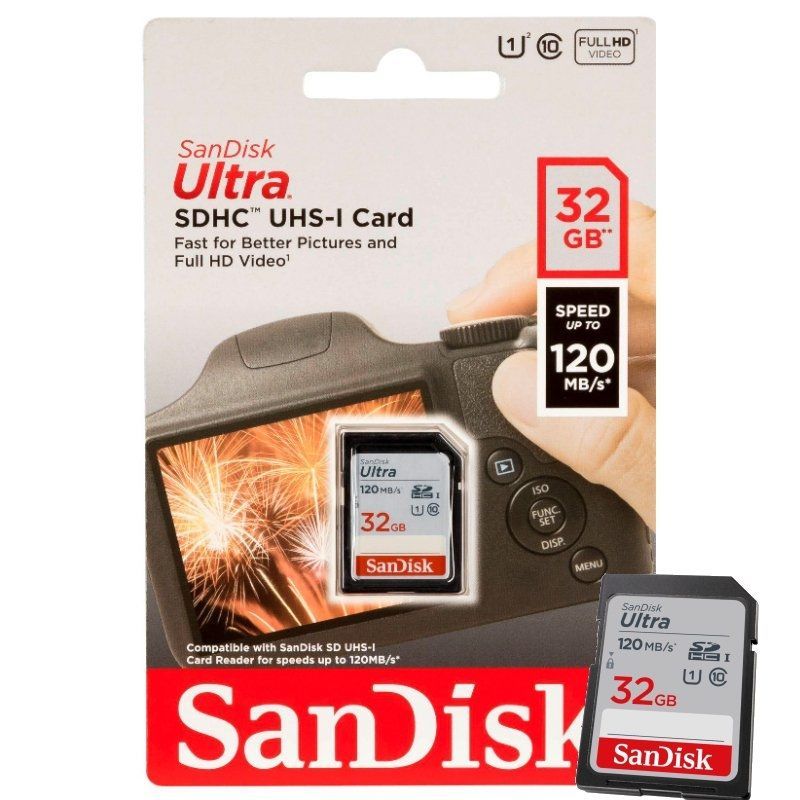 Cartão de Memória Sandisk Ultra 32GB SD HC Uhs-i SD - SDXC / Classe 10 / 120mbs
