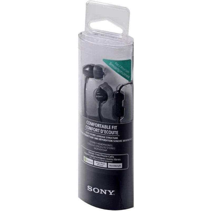 Auscultadores Intra-auriculares Sony Mdr-ex15ap / com Microfone / Jack 3.5 / Preto