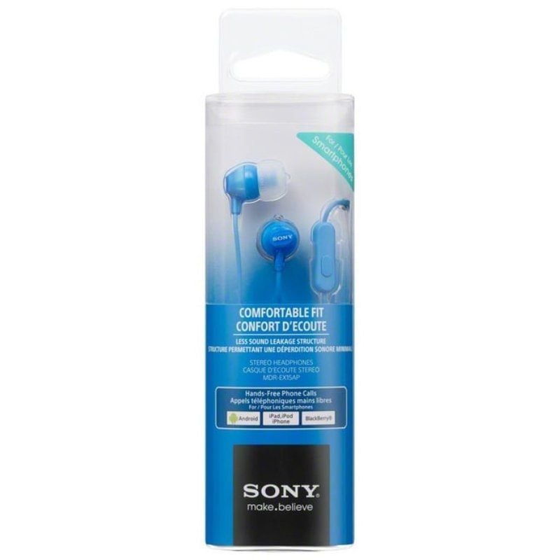 Auscultadores Intra-auriculares Sony Mdr-ex15apli / com Microfone / Jack 3.5 / Azul