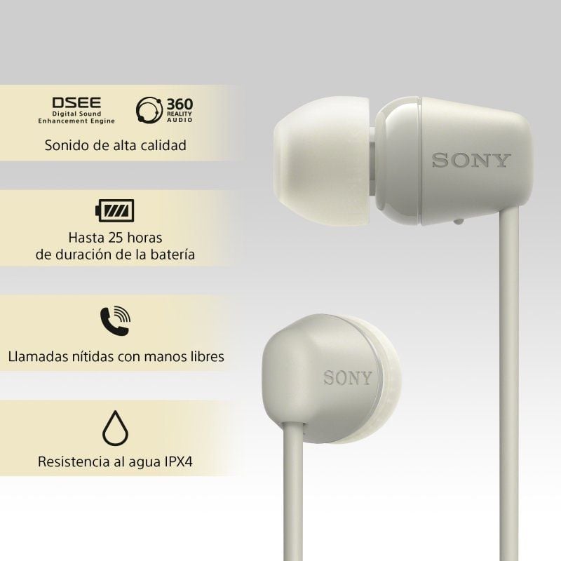 Auscultadores Intra-auriculares sem Fios Sony Wi-c100 / com Microfone / Bluetooth / Bege