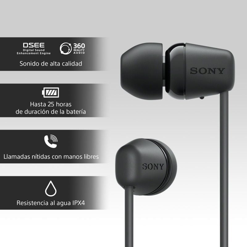 Auscultadores Intra-auriculares sem Fios Sony Wi-c100 / com Microfone / Bluetooth / Preto