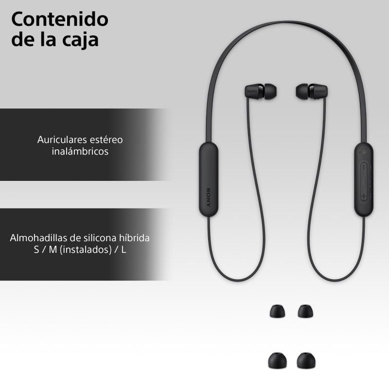Auscultadores Intra-auriculares sem Fios Sony Wi-c100 / com Microfone / Bluetooth / Preto