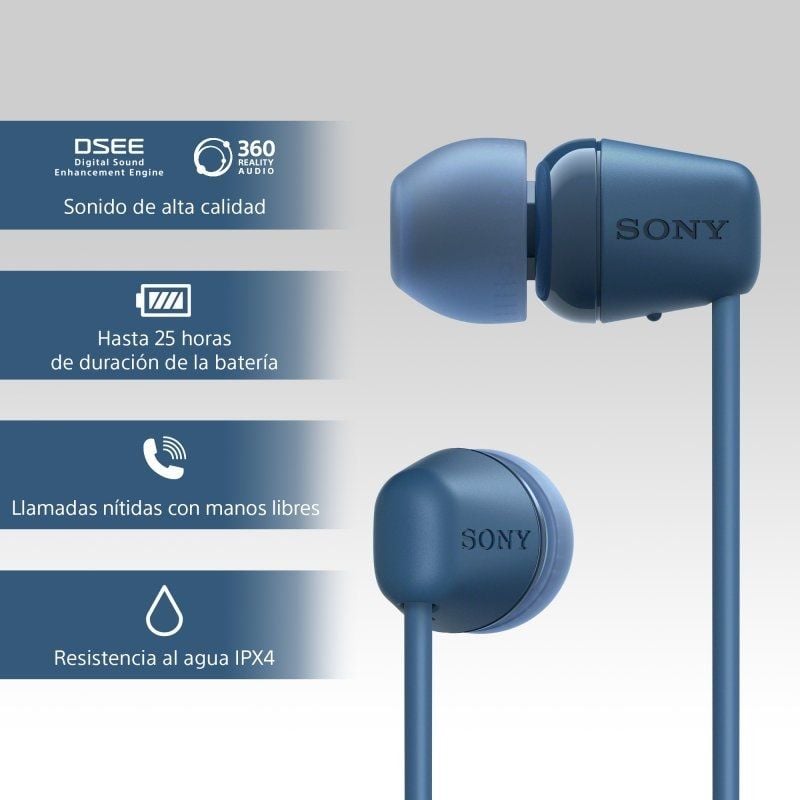 Auscultadores Intra-auriculares sem Fios Sony Wi-c100 / com Microfone / Bluetooth / Azul
