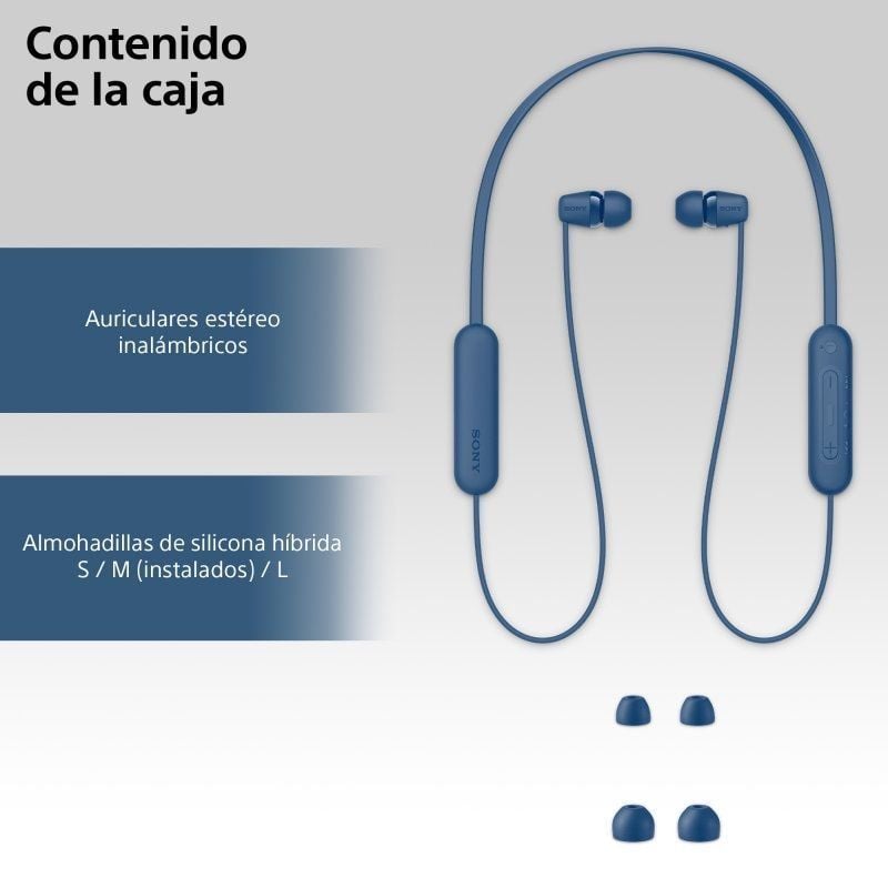 Auscultadores Intra-auriculares sem Fios Sony Wi-c100 / com Microfone / Bluetooth / Azul