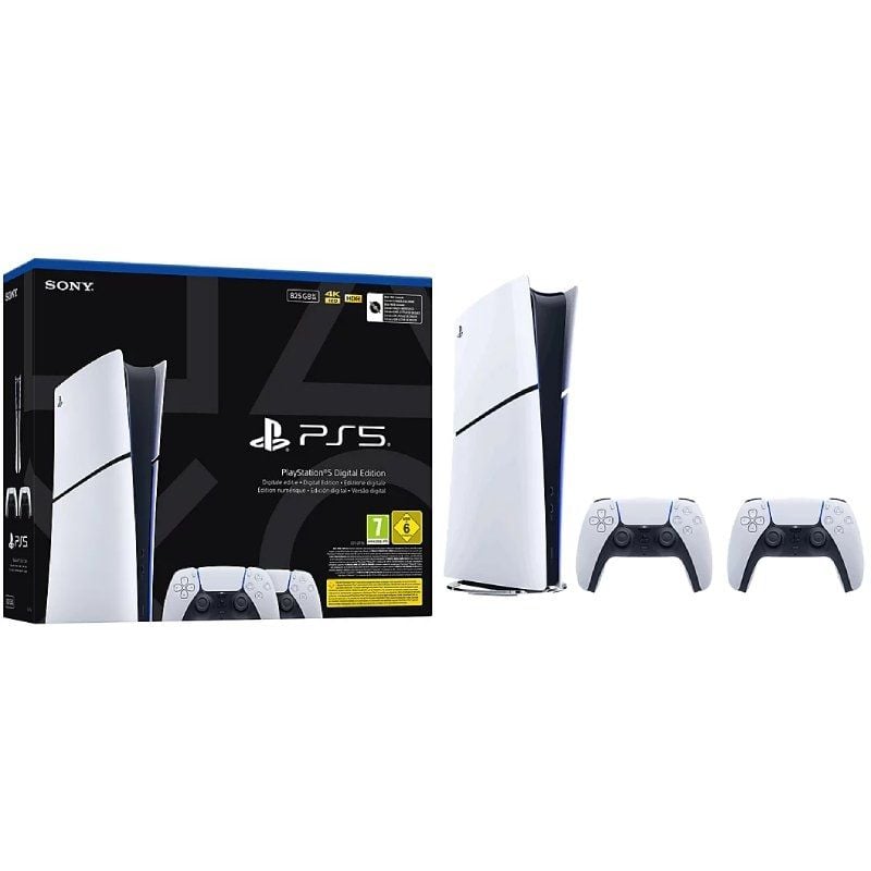 Consola Sony Playstation 5 - PS5 Slim Digital 825GB / Inclui 2 Comandos Dual Sense / Chassis e