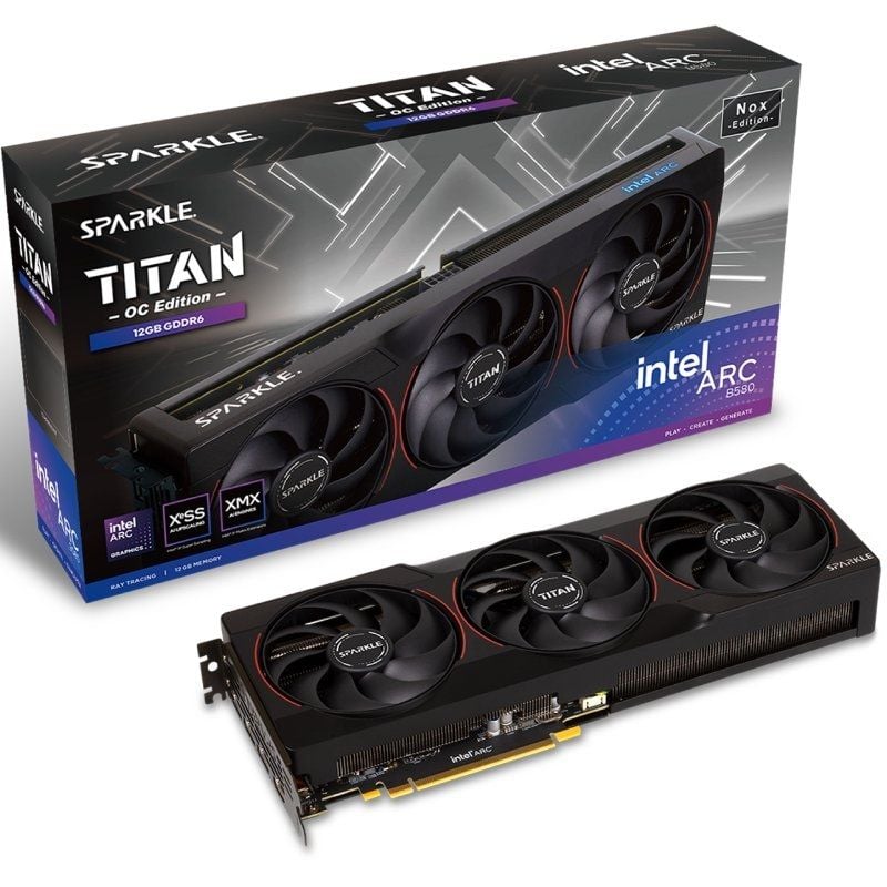 Placa Gráfica Intel Arc B580 Titan Nox OC Edition / 12GB GDDR6 Sparkle