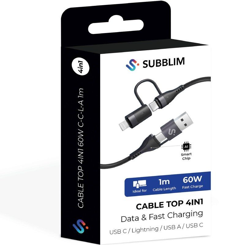 Cabo USB 2.0 USB 2.0 Type-c Subblim Top 4 em 1 / Macho USB Type-c - Macho USB / Macho USB Type-c -…
