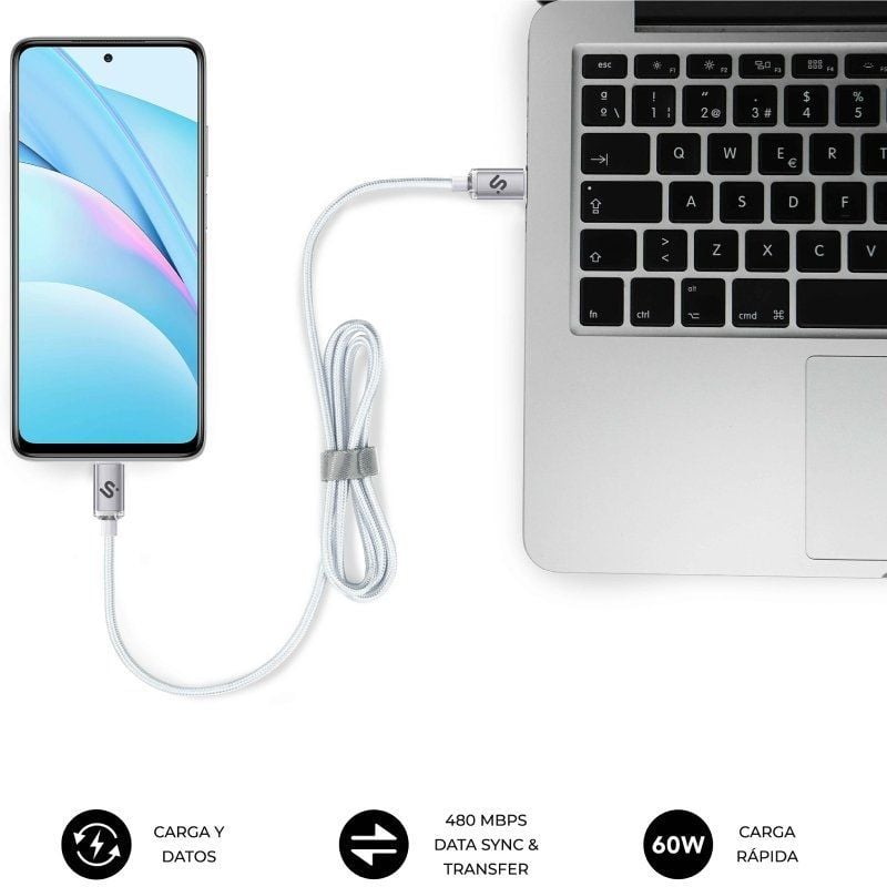 Cabo USB 2.0 Subblim Optimus USB 2.0 Tipo C / Macho USB Tipo C - Macho USB Tipo C / Até 60W / 480mb…